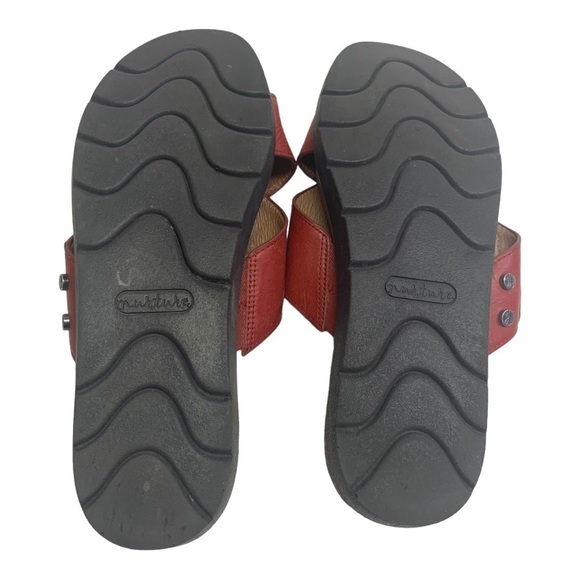 Nurchur Red Leather Slide Sandals Size 8 M - Picture 3 of 5